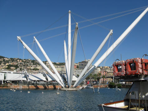 Genoa Italy Port. Bigo in Genoa Italy